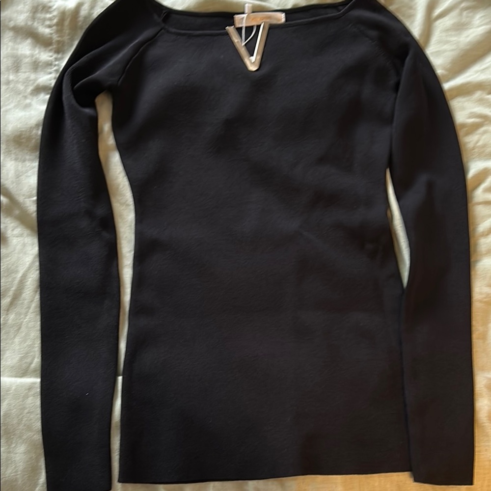 Black Cut Out Blouse with Stylish Sleeves
